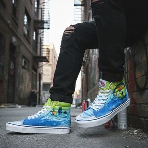 Vans x SpongeBob High Top Sneakers Rainbow Print Women's 8.5